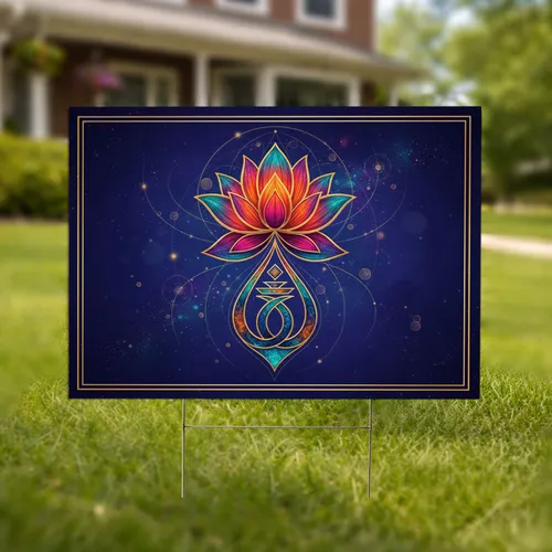 Sacred Gold Lotus Unalome Symbol - Spiritual Meditation Home Decor Gift Yard Sign