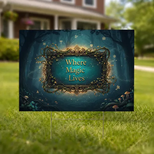 Where Magic Lives Ornate Sign - Mystical Garden Decor Gift for Fantasy Lover Yard Sign