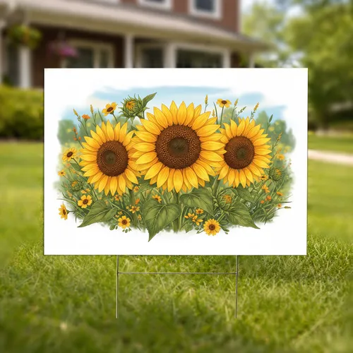 Radiant Sunflowers Wildflower Botanical Field - Outdoor Home Decor Gift Yard Sign