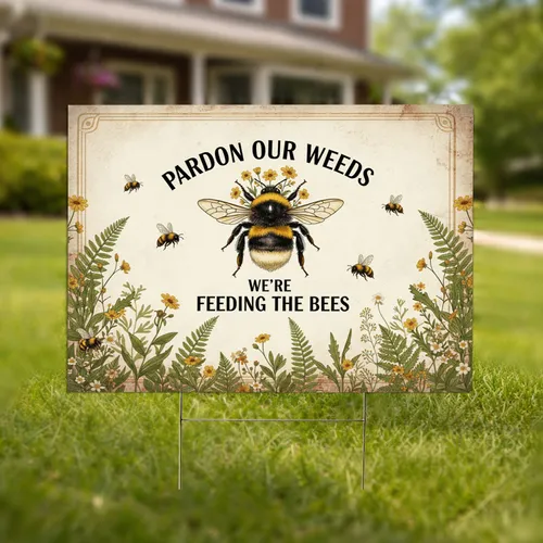 Bumblebee Wildflower Garden Sign - Bee Lover Outdoor Home Decor Gift Yard Sign