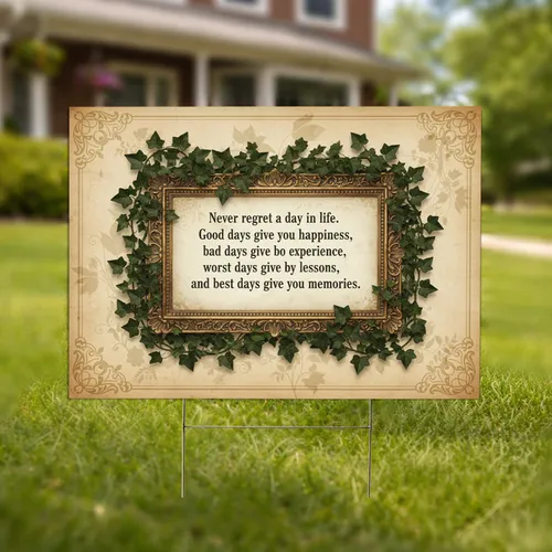Antique Plaque Life Quote Ivy Vines Scrollwork - Inspirational Home Decor Gift Yard Sign