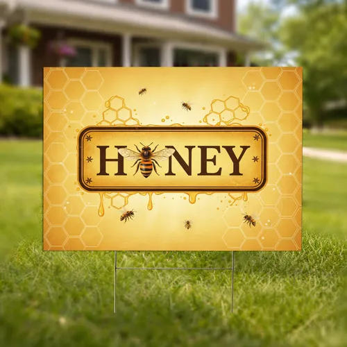 Honey Bee Honeycomb Star Panel Outdoor Decor Gift for Bee Lover Yard Sign