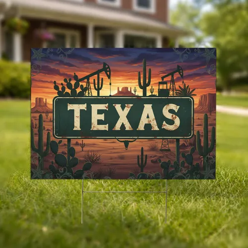 Texas Metal Panel Desert Sunset - Western Home Decor Gift for Texas Lover Yard Sign