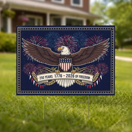Bald Eagle American Flag Shield 1776-2026 - USA 250th Anniversary Patriotic Independence Day Yard Sign