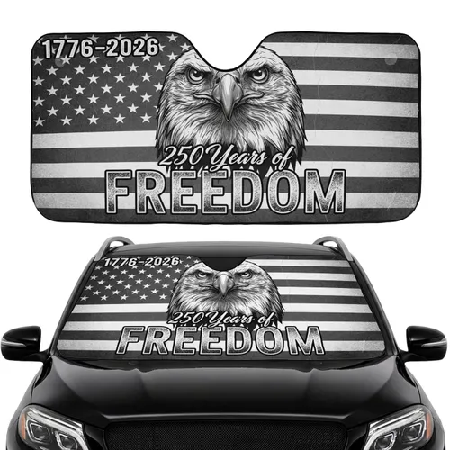 Bald Eagle American Flag 250 Years Freedom 1776-2026 - Car Interior Upgrade Car Sunshade
