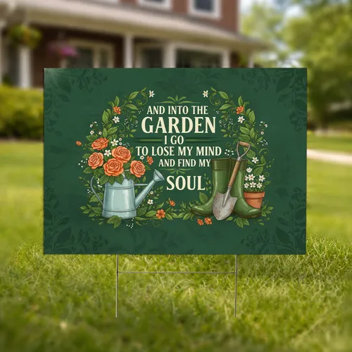 Garden Quote Watering Can Roses Gardening Boots - Home Decor Gift for Gardeners Yard Sign