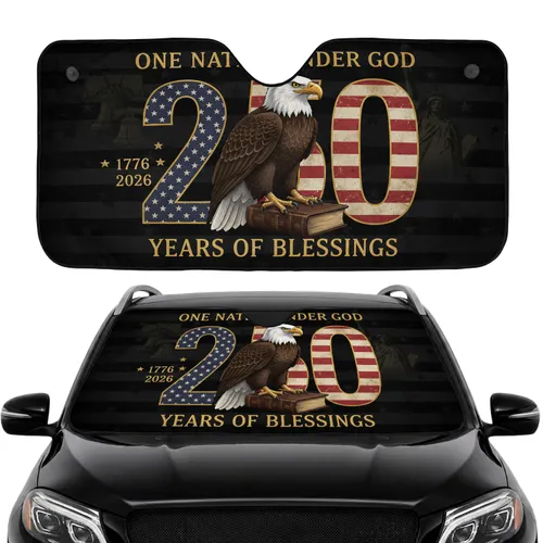 Bald Eagle Holy Bible American Flag - USA 250th Anniversary Commute Accessory for Veterans Car Sunshade