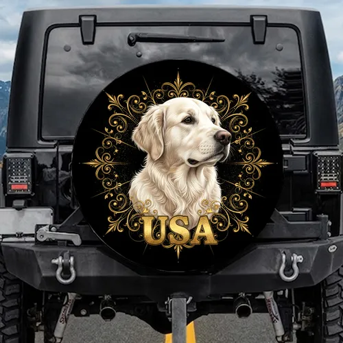 Golden Retriever Dog USA - American Pride Pet Lover Gift Spare Tire Cover