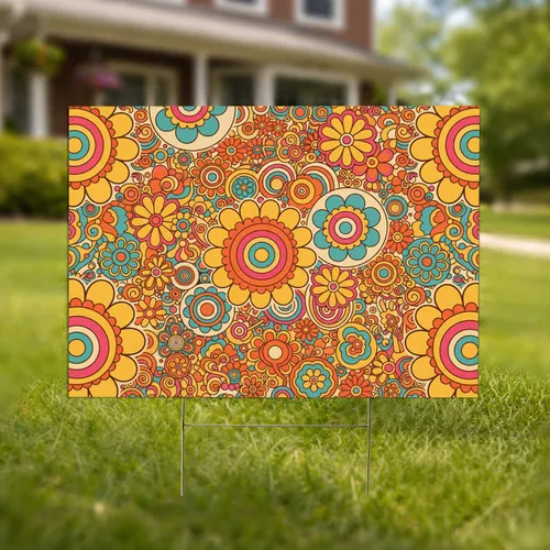 Dense Psychedelic Floral Daisy Meadow - Home Decor Gift Yard Sign