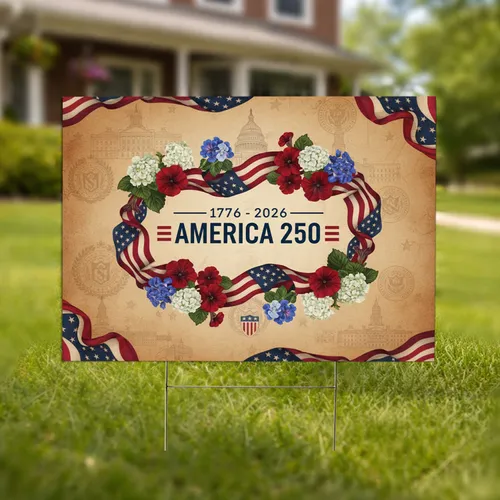 America 250 Flag 1776-2026 - USA 250th Anniversary Independence Day Yard Sign