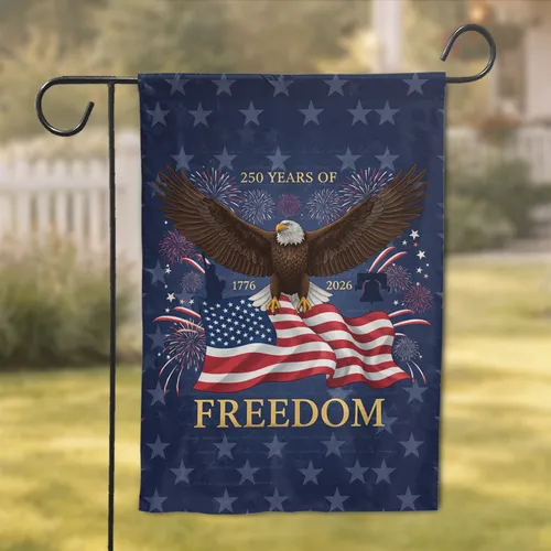 Bald Eagle American Flag USA 250th Anniversary Independence Day Gift for Veterans Garden Flag