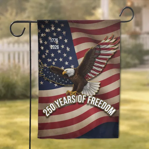Bald Eagle American Flag 1776-2026 - USA 250 Years of Freedom Independence Day Garden Flag