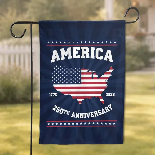 AMERICA 250th Anniversary USA Map Flag 1776-2026 Patriotic Independence Day Gift Garden Flag