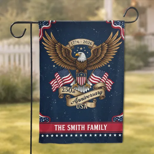 Custom Name Bald Eagle American Flag 1776-2026 - USA 250th Anniversary Independence Day Gift Garden Flag