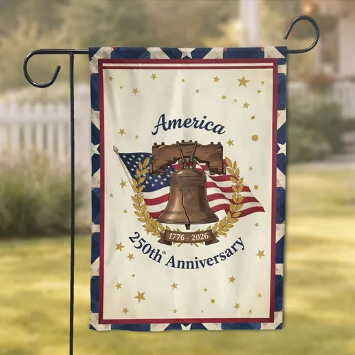 Liberty Bell American Flag 1776-2026 250th Anniversary Independence Day Gift for Veterans Garden Flag
