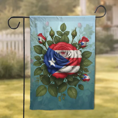 Puerto Rican Flag Rose Patriotic Home Decor Gift for Puerto Rico Proud Garden Flag