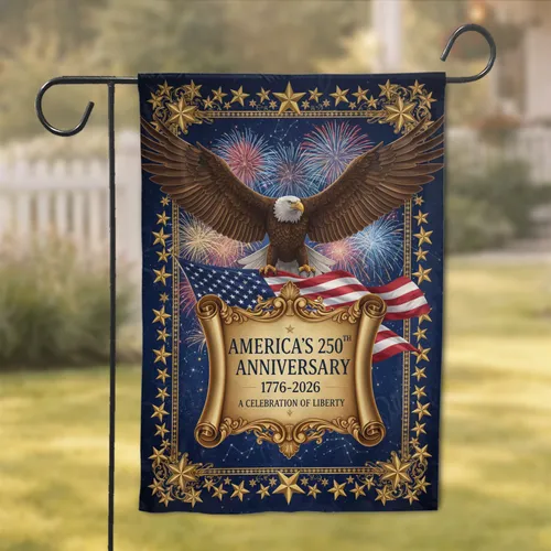 Bald Eagle American Flag USA 250th Anniversary Independence Day Gift for Dad Garden Flag