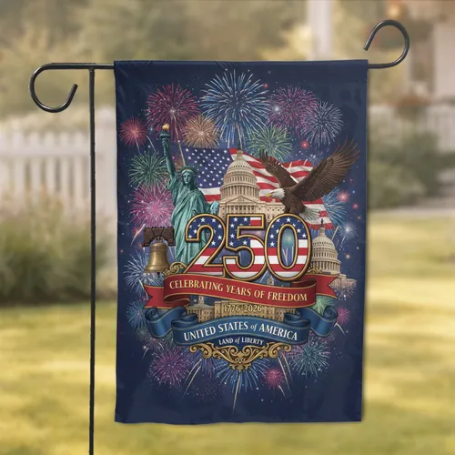 Bald Eagle Statue of Liberty 250 Years Freedom - USA 250th Anniversary Independence Day Garden Flag