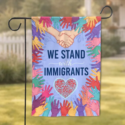 Clasped Diverse Hands Immigrant Unity - Human Rights Advocacy Decor Garden Flag