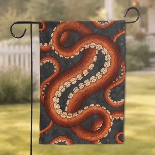 Spiraling Octopus Tentacles Deep Sea Gothic Home Decor Gift Garden Flag