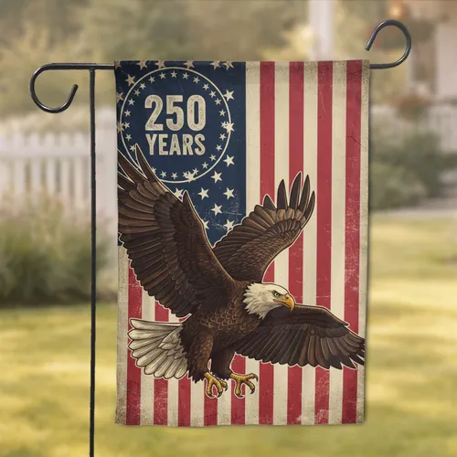 Bald Eagle American Flag USA 250th Anniversary Independence Day for Veterans Garden Flag