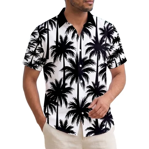 Black Palm Tree Silhouette Tropical Forest - Island Vacation Home Decor Gift Hawaiian Shirt