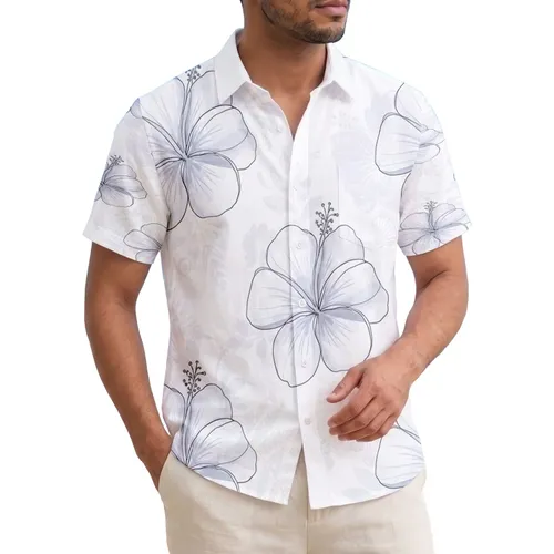 Tropical Flowers Petals Leaves Floral Silhouettes Botanical Island Getaway Gift Hawaiian Shirt