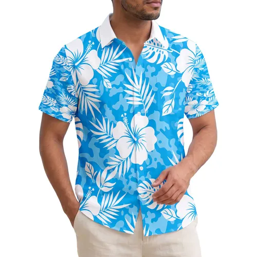 White Hibiscus Flowers Tropical Leaves - Home Decor Gift for Tropical Lover Hawaiian Shirt