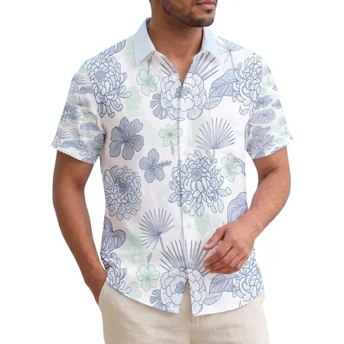 Tropical Chrysanthemum Peony Hibiscus Monstera Plumeria Palm - Home Decor Gift Hawaiian Shirt