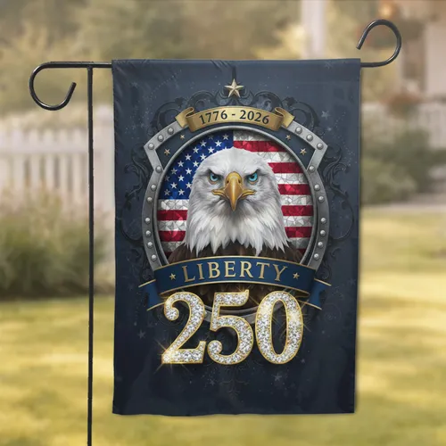 Bald Eagle American Flag Liberty Shield USA 250th Anniversary Independence Day for Veterans Garden Flag