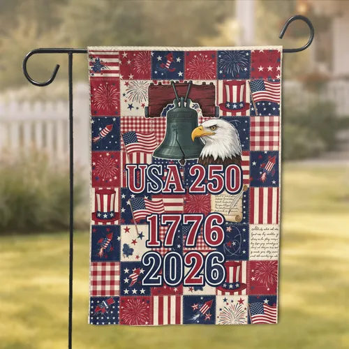 Bald Eagle Liberty Bell USA 250 1776-2026 Independence Day Gift for Dad Garden Flag
