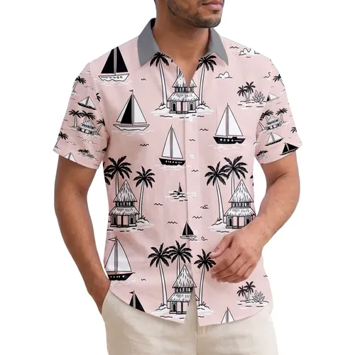 Tropical Palm Trees Beach Houses Sailboats - Island Lifestyle Home Decor Gift Hawaiian Shirt