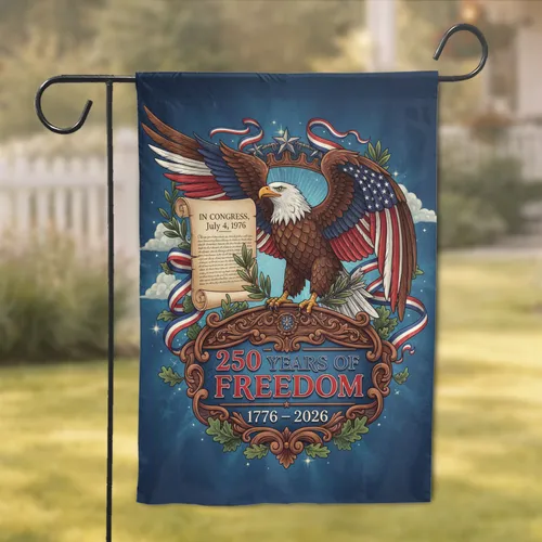 Bald Eagle American Flag 1776-2026 USA 250th Anniversary Independence Day Gift for Dad Garden Flag