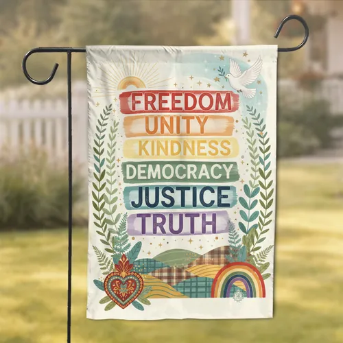 Freedom Unity Choice Justice Banners Dove Sun Heart Rainbow - Home Decor Gift Garden Flag