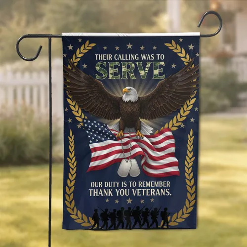 Bald Eagle American Flag Veterans Tribute - Remembrance Patriotic Home Decor Gift Garden Flag