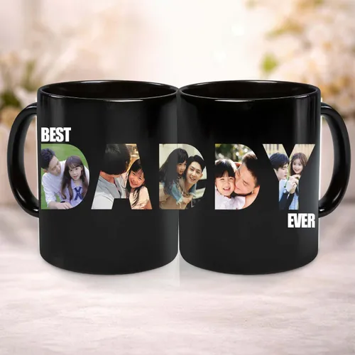 Personalized Dad Mug with Photos, Custom Father’s Day Ceramic Mug Gift