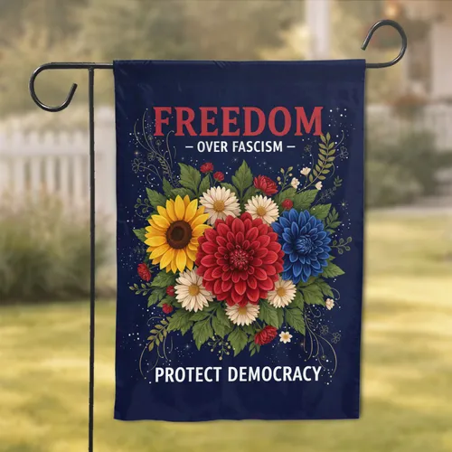 Freedom Protect Democracy Floral Bouquet - Patriotic Home Decor Display Garden Flag