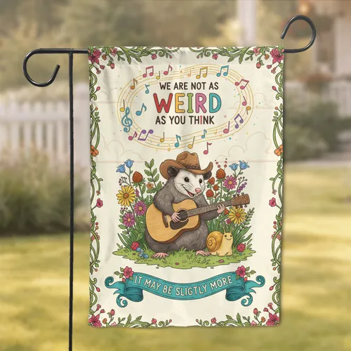 Opossum Cowboy Hat Guitar Snail Wildflowers Quote Home Decor Gift Garden Flag