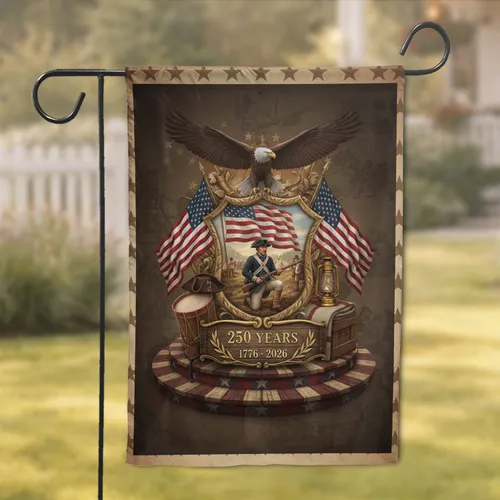 Bald Eagle American Flag Continental Soldier 250 Years 1776-2026 - Independence Day Gift Garden Flag