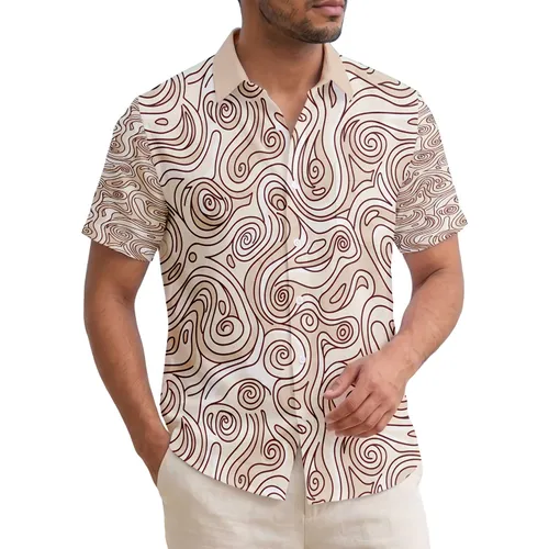 Sandy Ocean Currents Topographic Texture - Beach Lover Gift Hawaiian Shirt