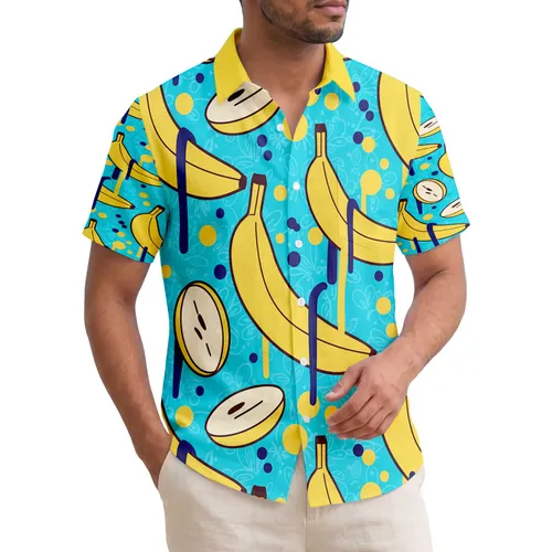 Ripe Whole and Sliced Banana Fruit Splatters - Summer Vacation Gift for Beach Lover Hawaiian Shirt