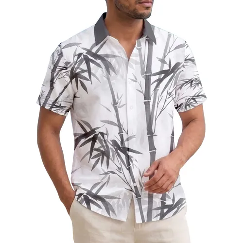 Dense Graceful Bamboo Stalks and Leaves with Misty Haze - Home Decor Gift Hawaiian Shirt