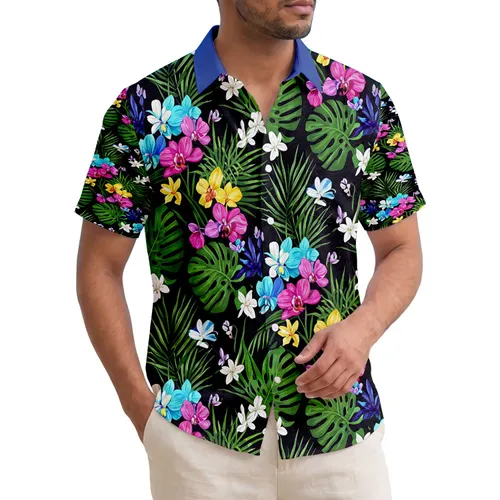 Vibrant Tropical Orchids Monstera Palm - Home Decor Gift for Tropical Lover Hawaiian Shirt