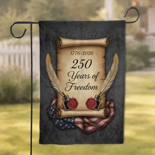 Antique Parchment Scroll 1776-2026 American Flag - USA 250 Years of Freedom Garden Flag