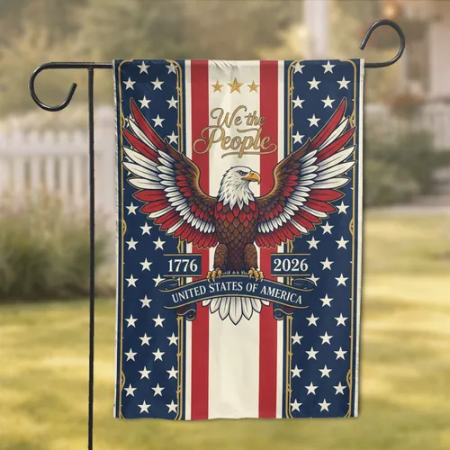 Bald Eagle American Flag 1776-2026 - USA 250th Anniversary Independence Day Gift for Dad Garden Flag