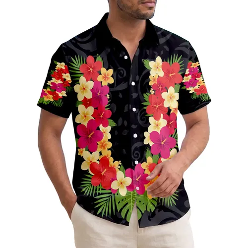 Tropical Flower Garland Palm Fronds Letter U - Island Lifestyle Gift for Tropical Traveler Hawaiian Shirt