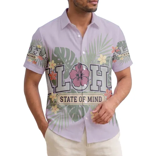 ALOHA State of Mind Hibiscus Palm Plumeria - Tropical Lifestyle Gift Hawaiian Shirt