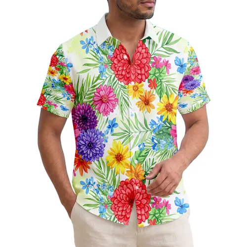 Tropical Dahlia Daisy Aster Chrysanthemum Leaves Home Decor Gift Hawaiian Shirt