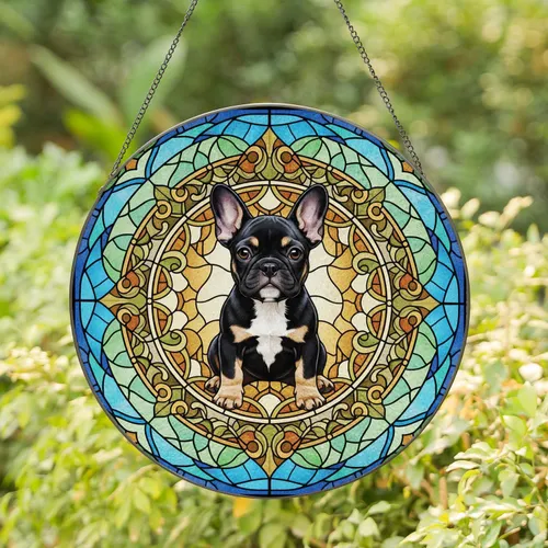 Black French Bulldog Stained Glass Home Decor Gift for Dog Lover Stained Glass Suncatcher