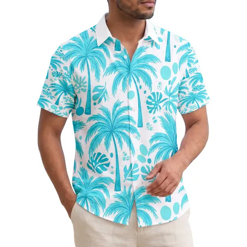 Palm Trees Tropical Foliage Organic Shapes - Summer Beach Day Gift for Beach Lovers Hawaiian Shirt